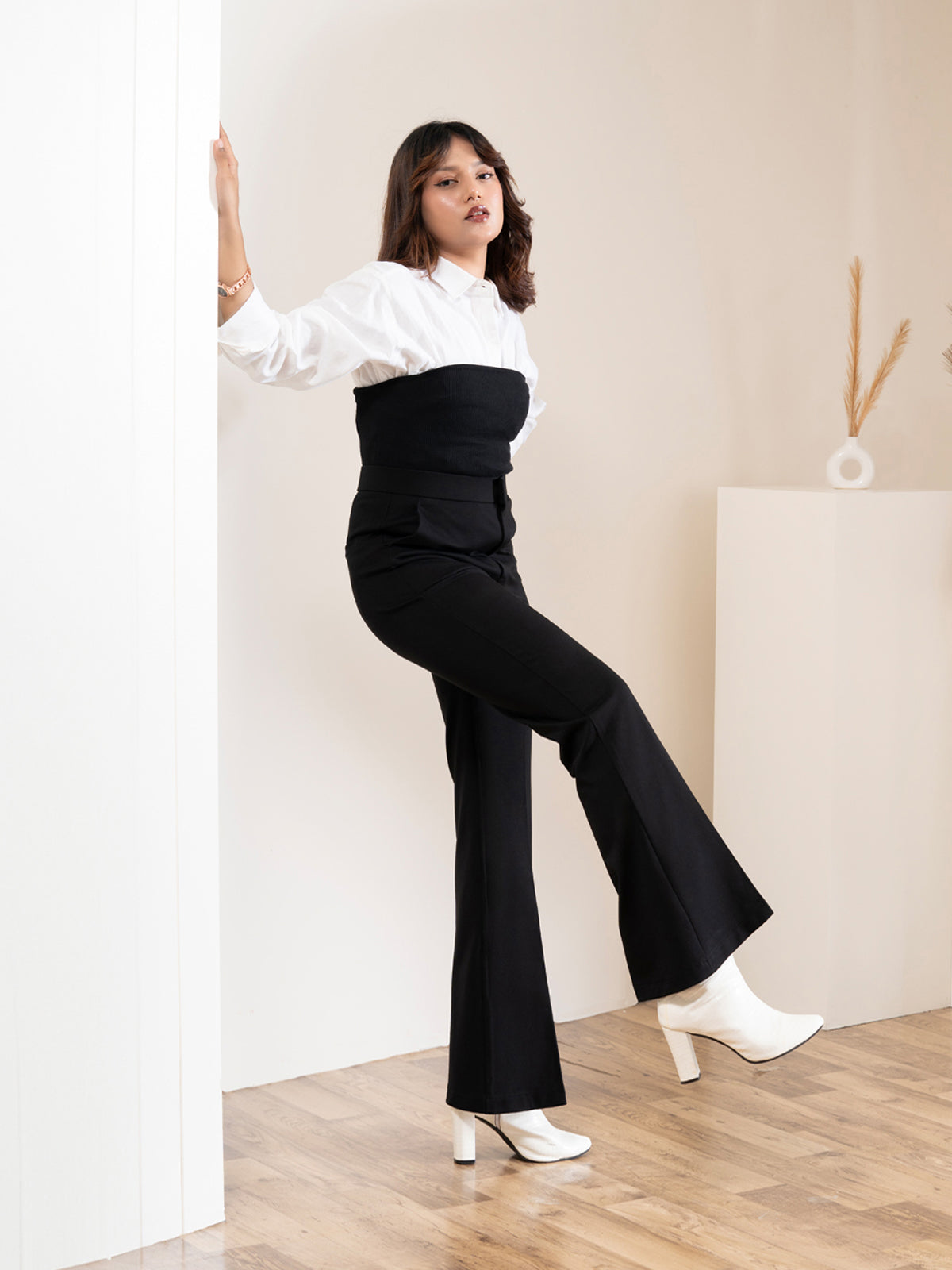 Luxe Black Bootcut Korean Pants