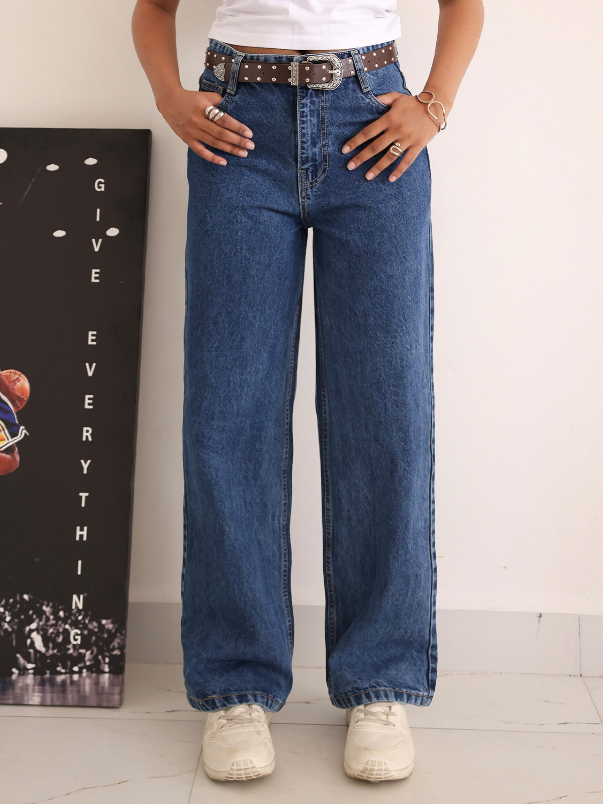 Cosmos Blue Tinted Straight Leg Jeans
