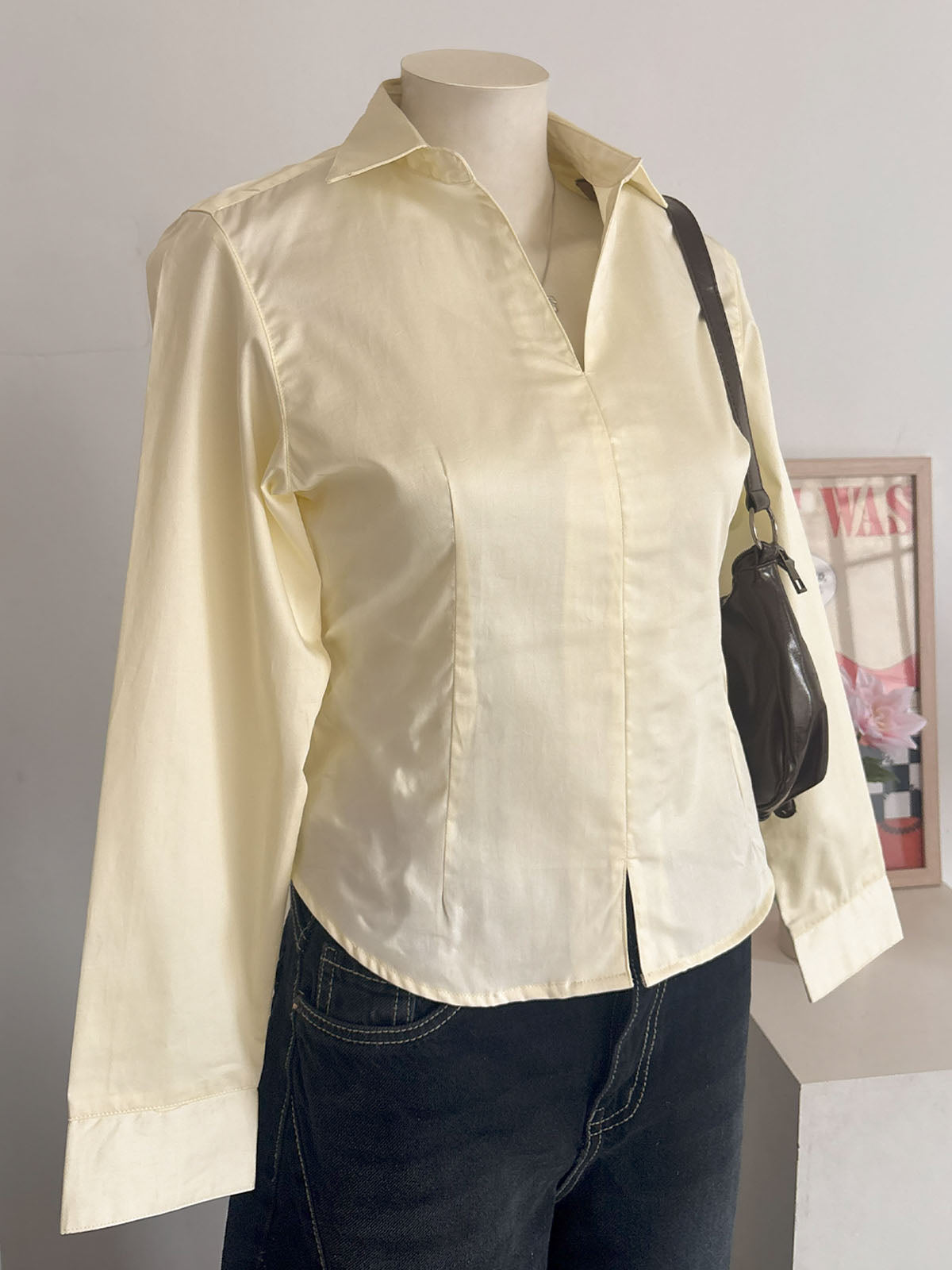 Butter Yellow Corset Fitted Shirt