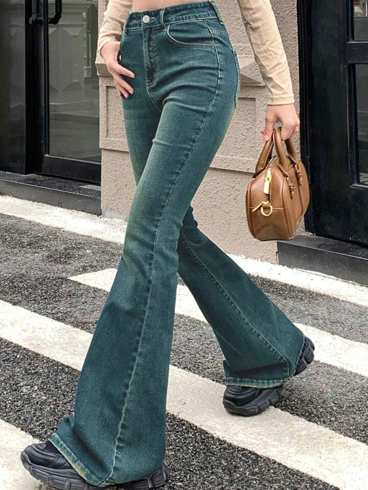 Celestial Green Tinted Y2K Bootcut Jeans