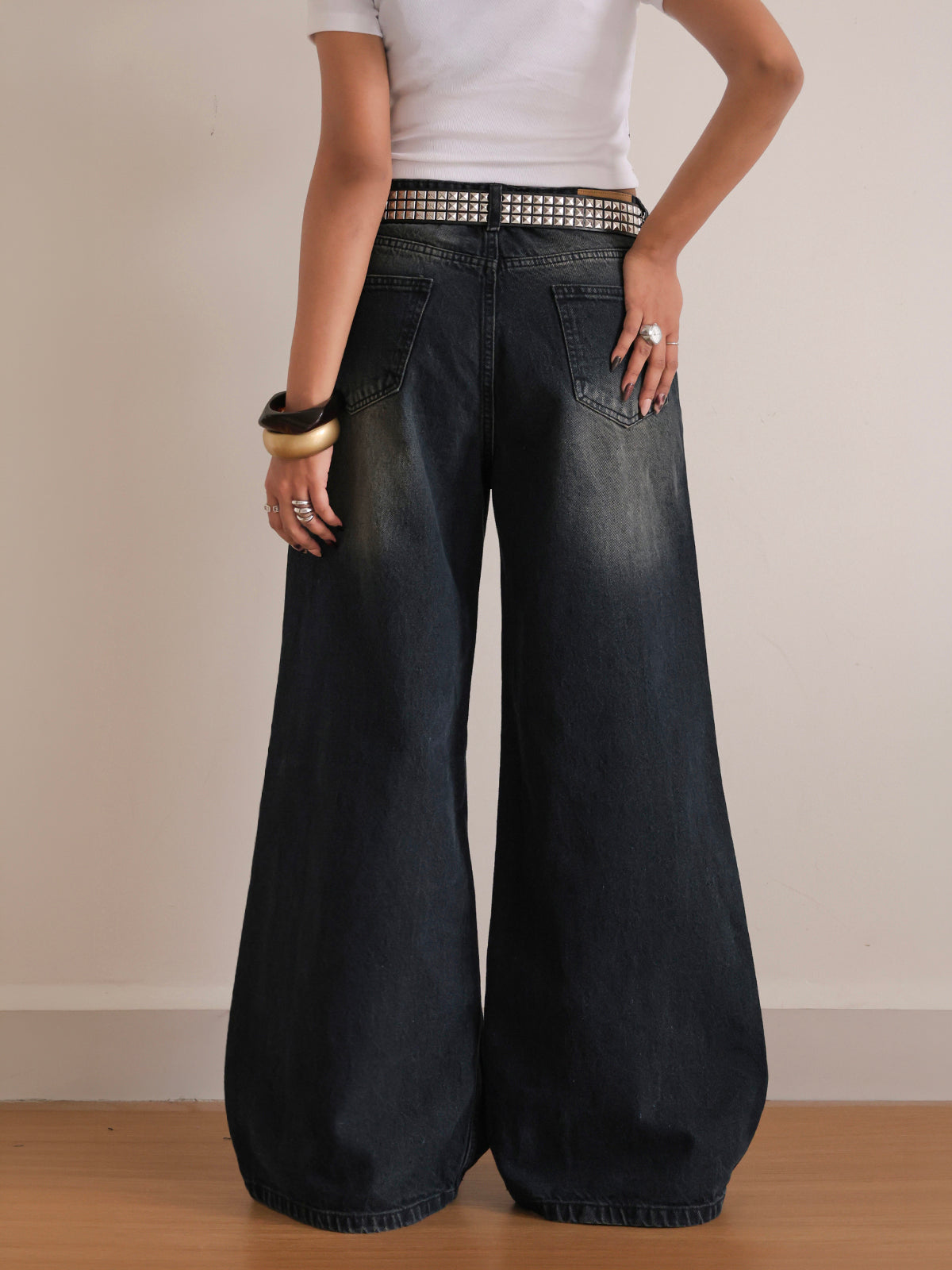 Grunge Black Ripped Ultra Wide Leg Jeans