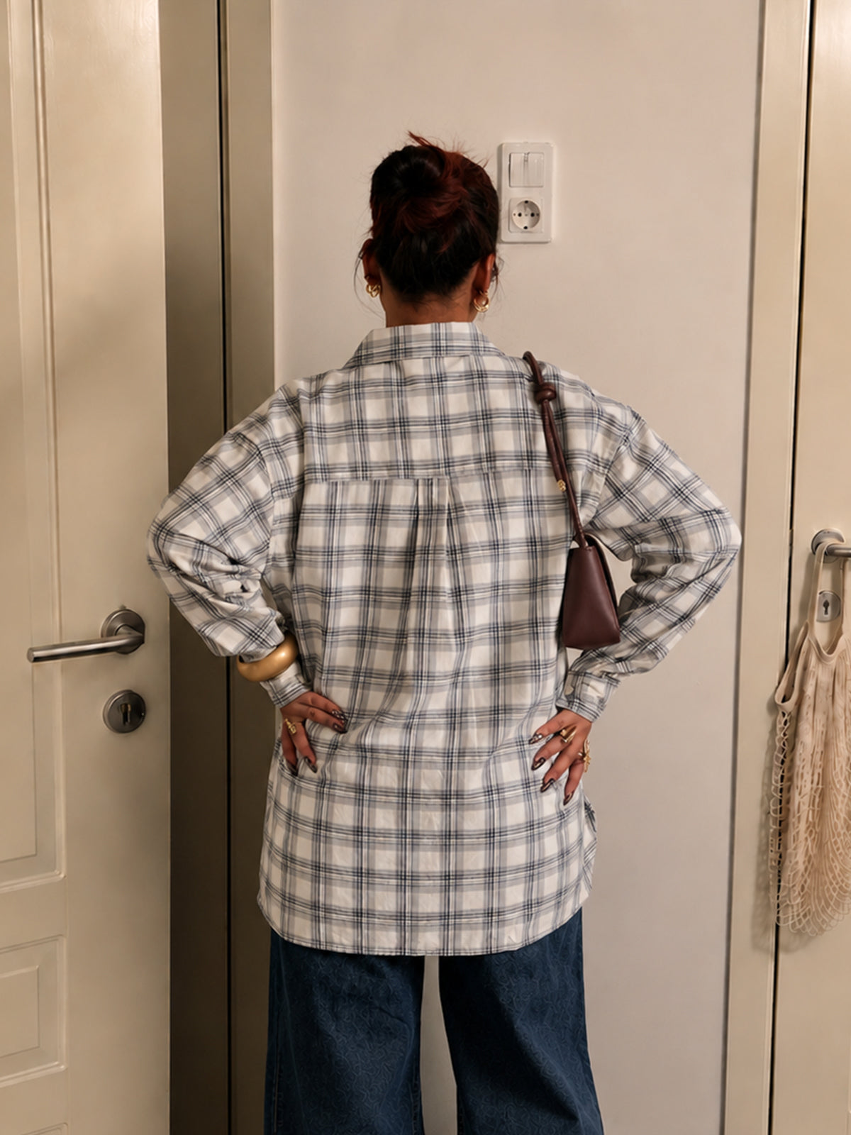 Dove Grey Plaid Oversized Shirt