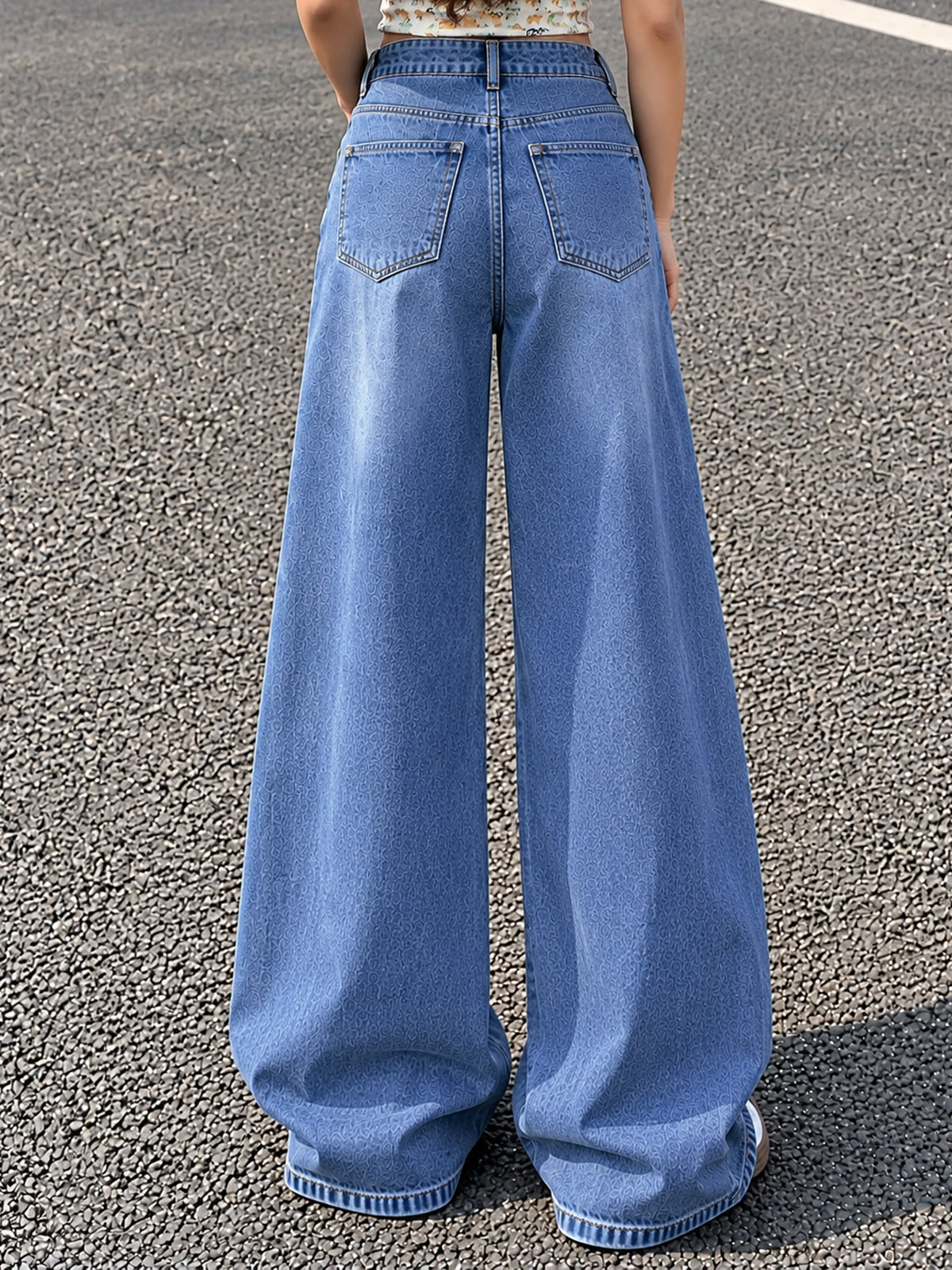 True Blue Washed Super Wide Leg Jeans