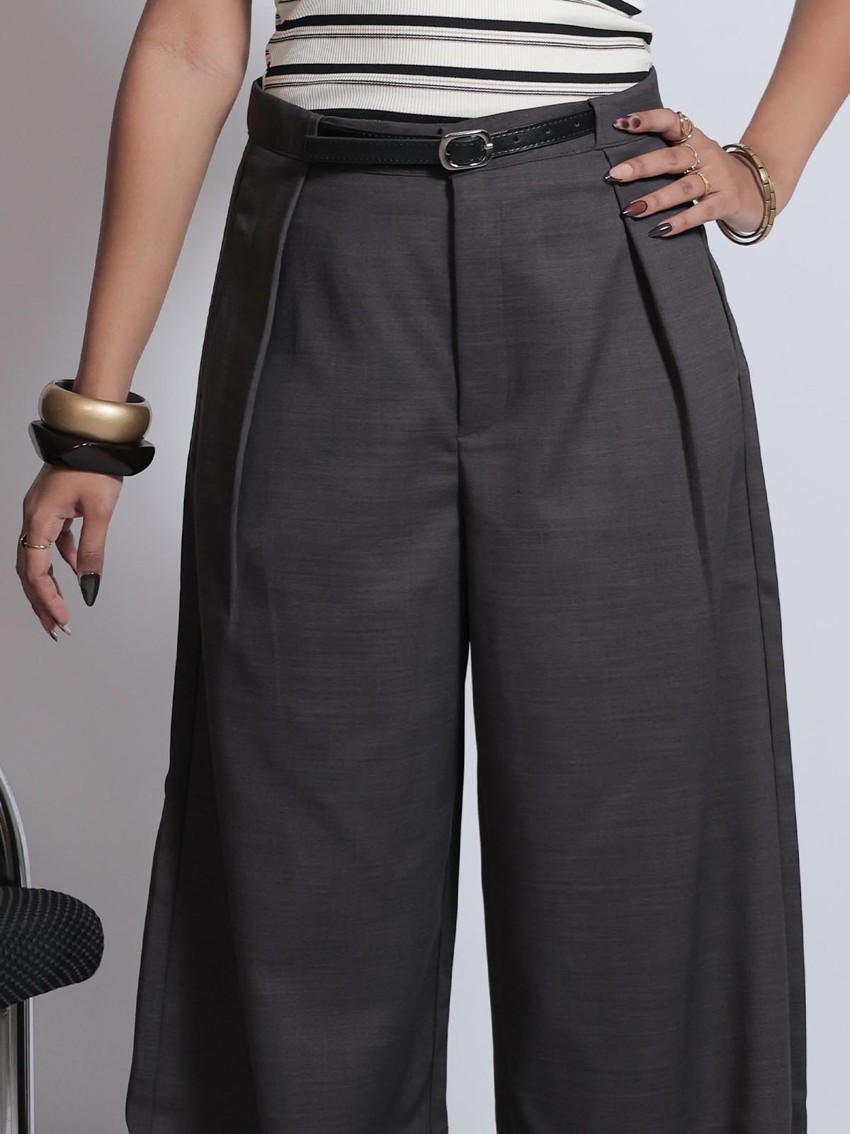 Mocha Brown Belted Korean Pant
