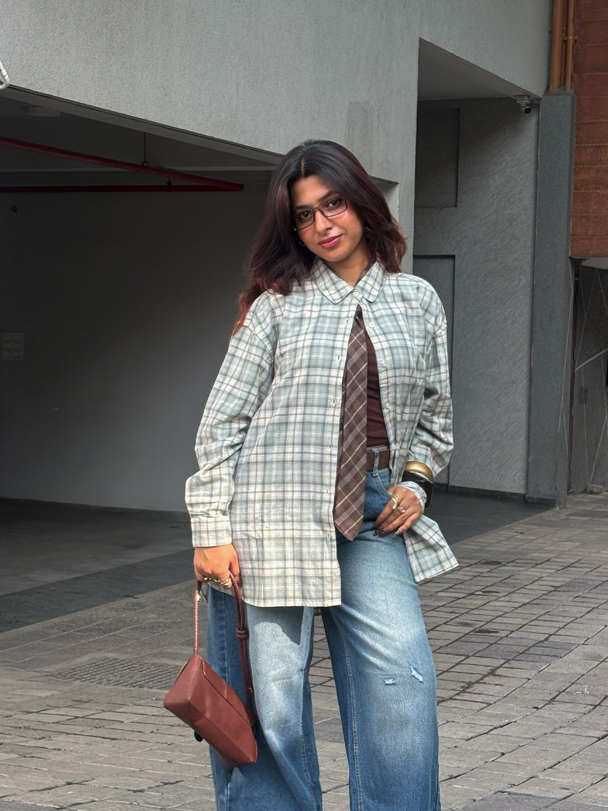 Matcha Green Plaid Oversized Shirt