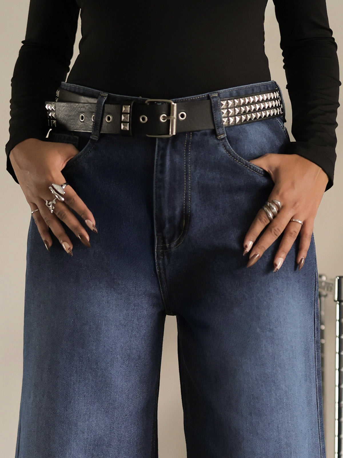 Classic Blue Washed Wide Leg Jeans