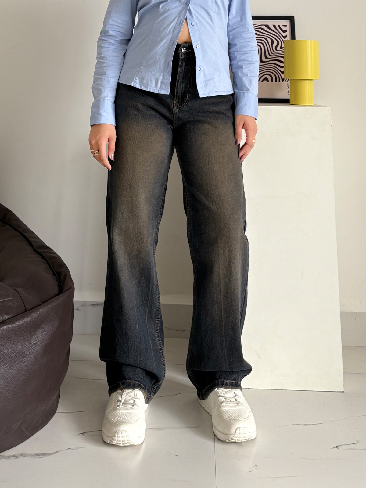 Rusty Blue Dirty Wash Straight Fit Jeans