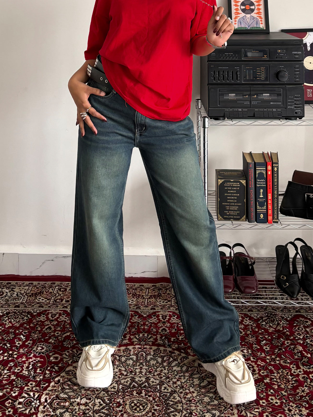 Vintage Green Tinted Straight Leg Jeans