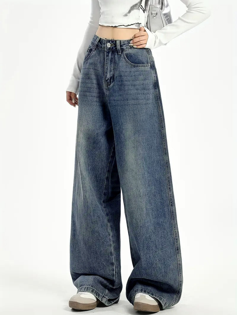 Coastal Blue Washed Ultra Wide Leg Jeans