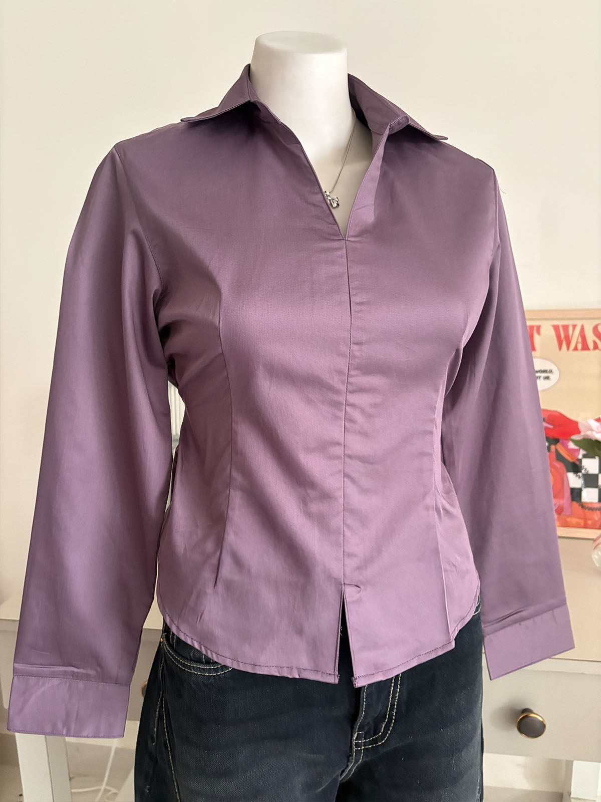 Dusty Mauve Corset Fitted Shirt