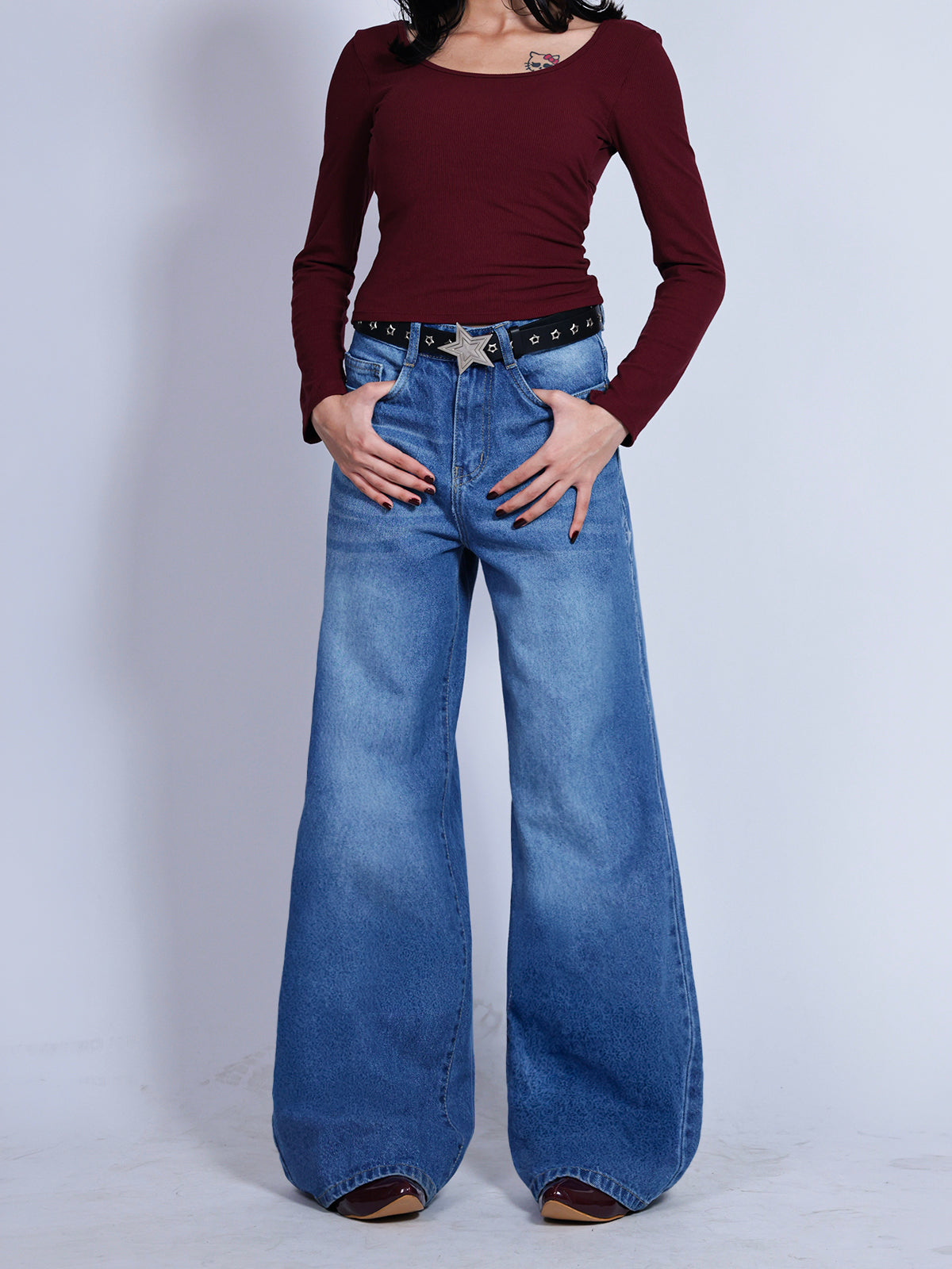 True Blue Washed Super Wide Leg Jeans