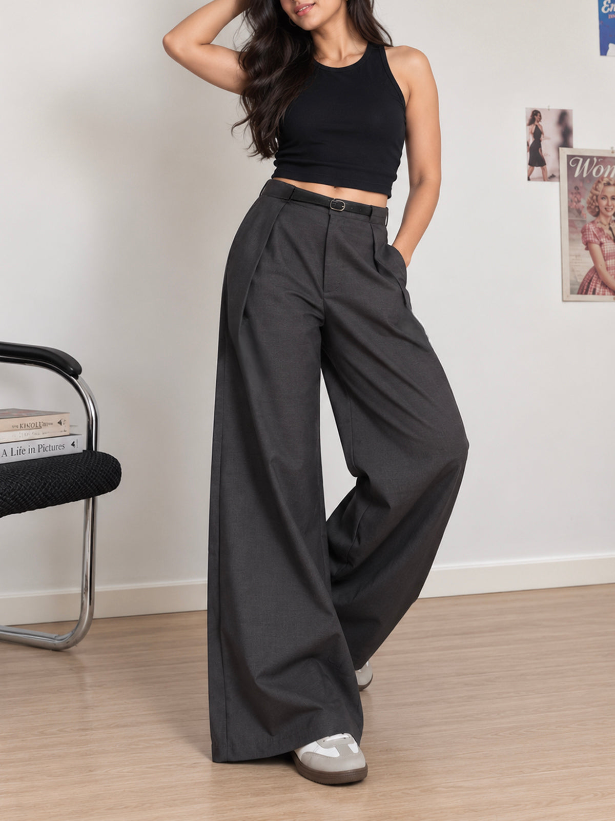 Mocha Brown Belted Korean Pant