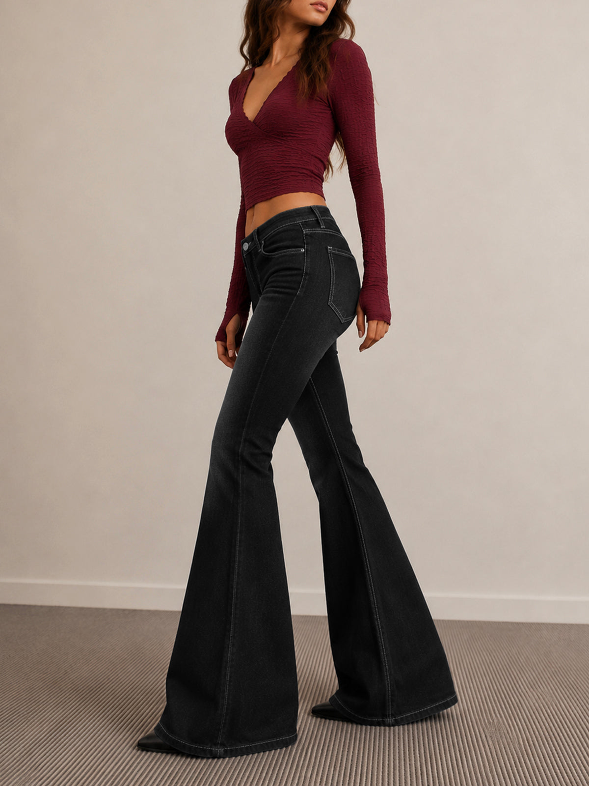 Premium Space Black Washed Bootcut Jeans  