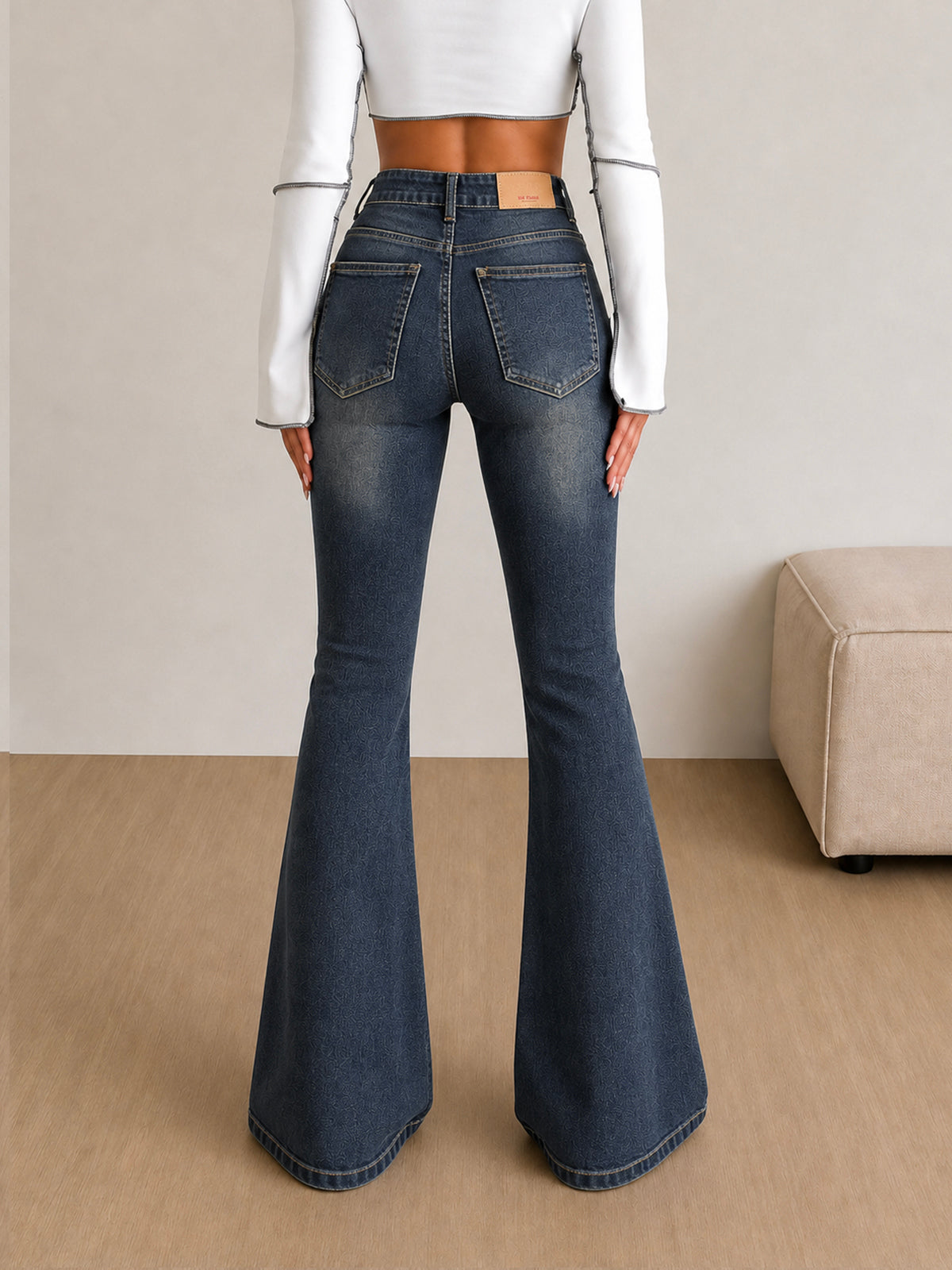 Deep Sapphire Blue Washed Bootcut Jeans