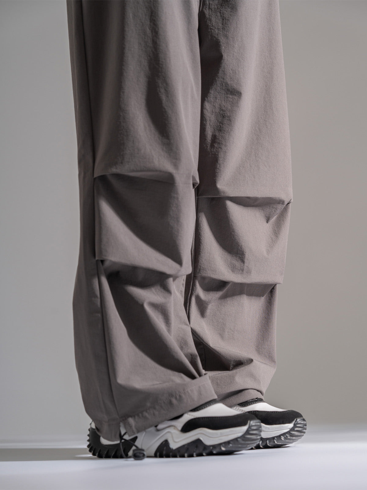 Grey Nylon Baggy Parachute Pants