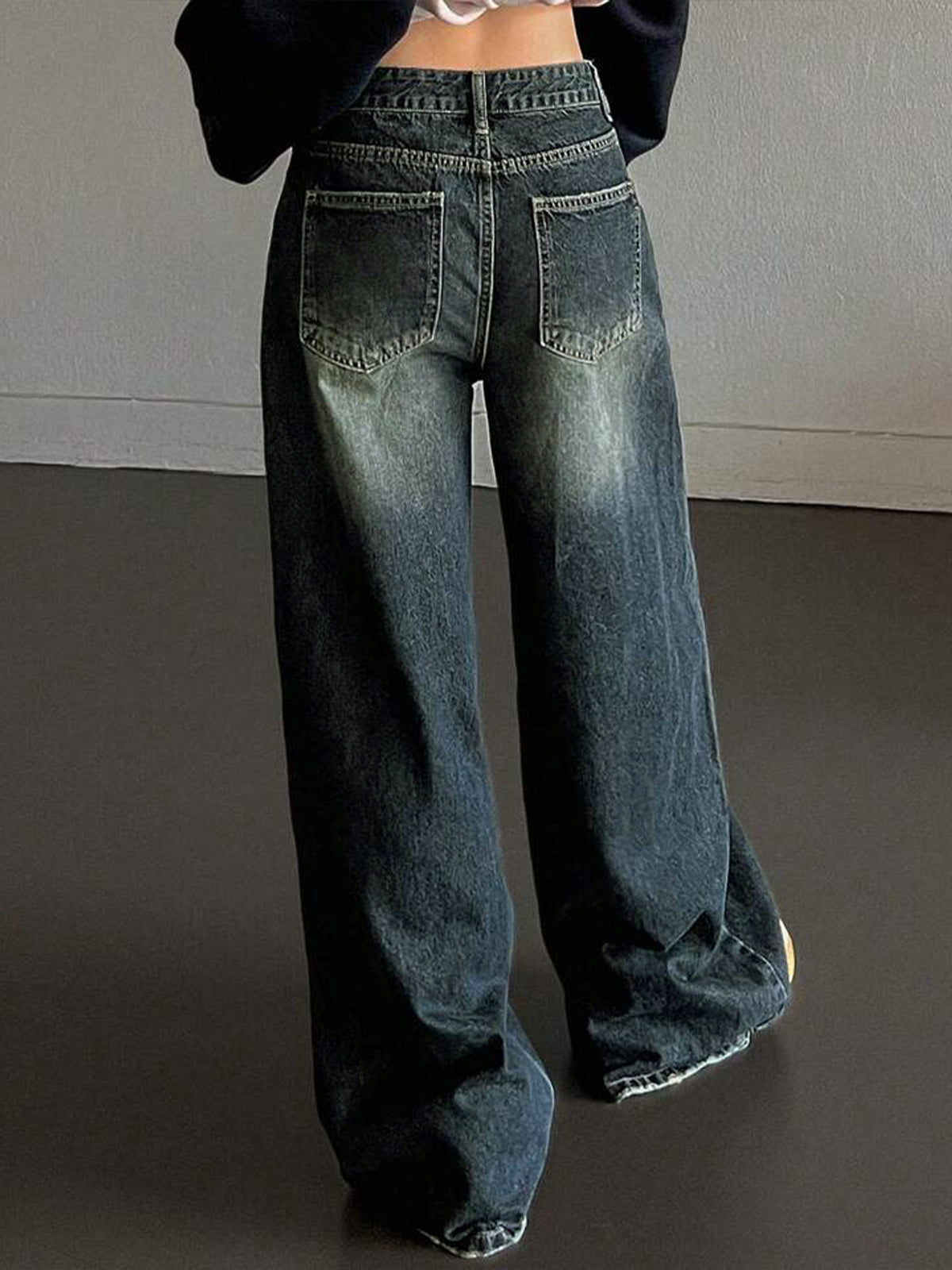 Space Blue Tinted Super Wide Leg Jeans