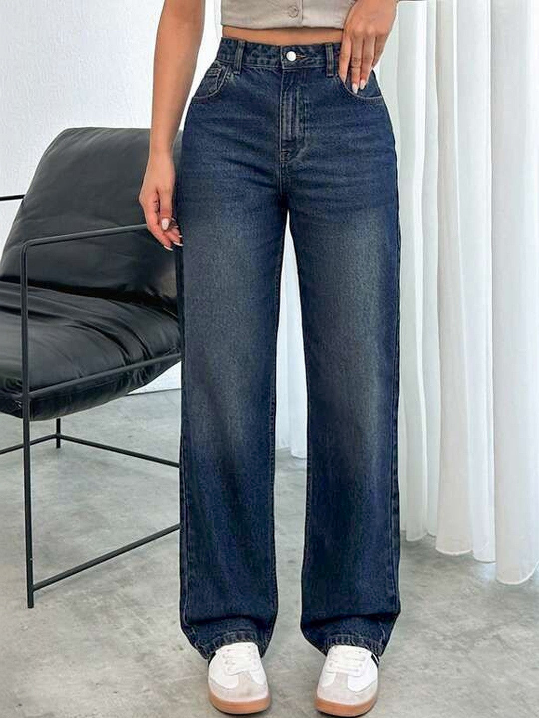 Oxford Blue Tinted Straight Leg Jeans