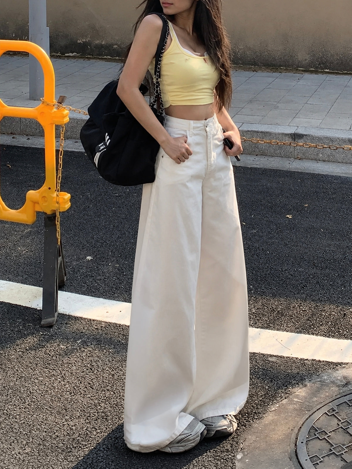 Dove White Washed Wide Leg Jeans