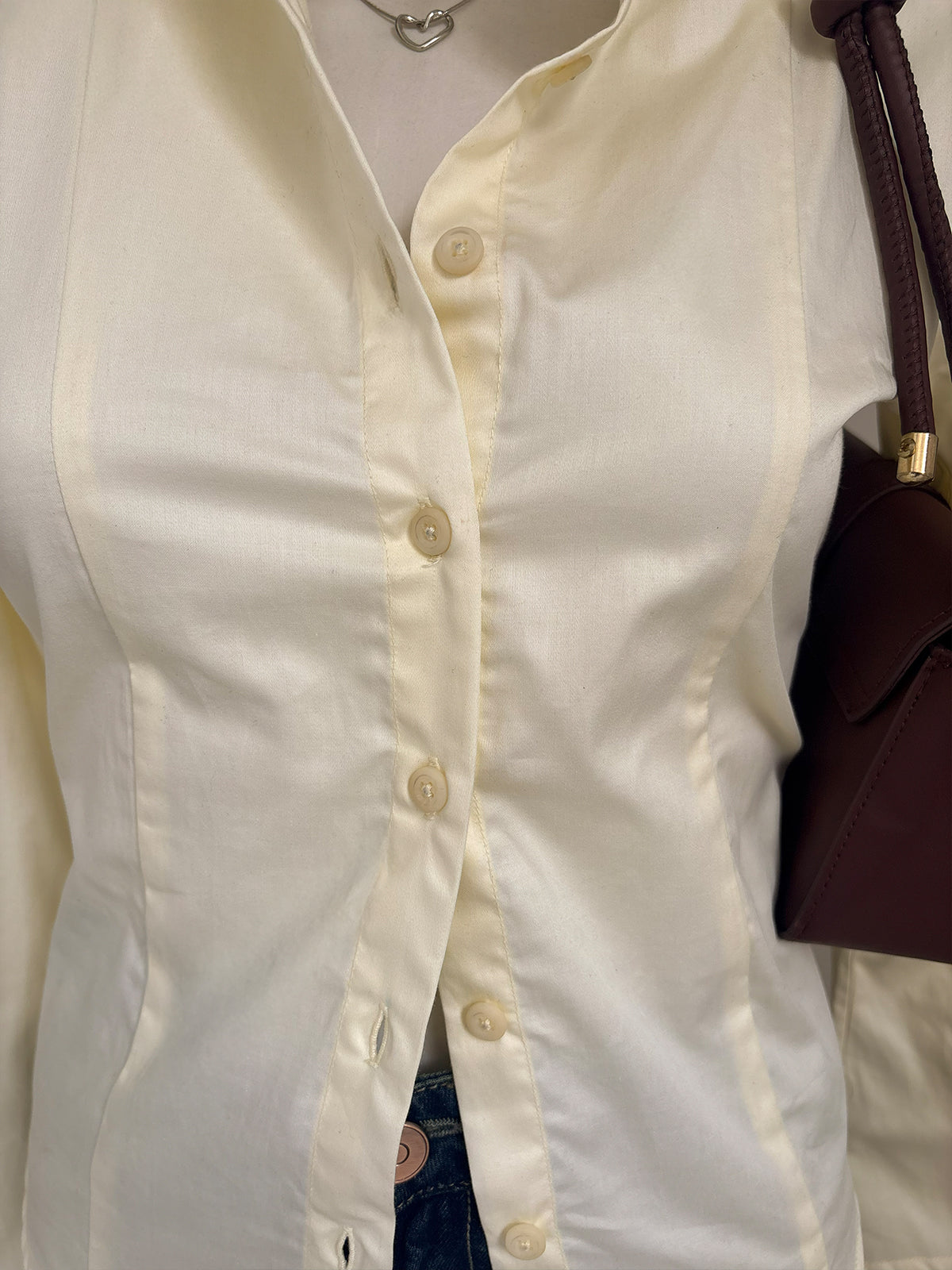 Butter Yellow Flared Sleeve Y2K Fitted Shirt