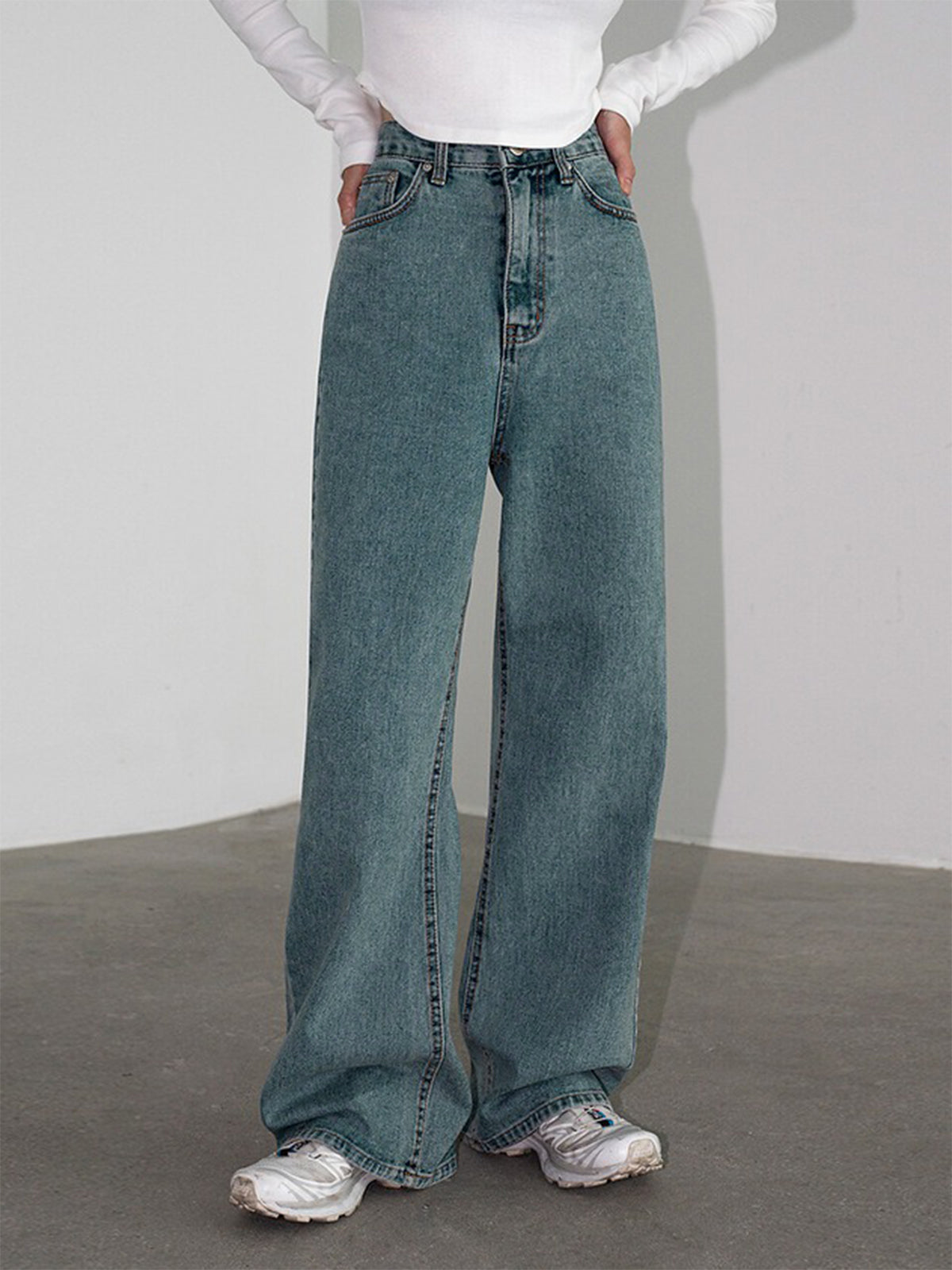 Cosmic Blue Tinted Straight Leg Jeans