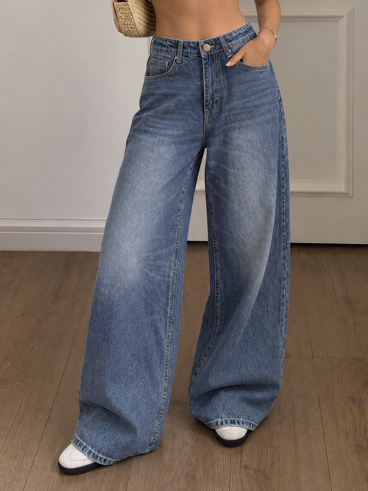 Nova Blue Whisker Wide Leg Jeans