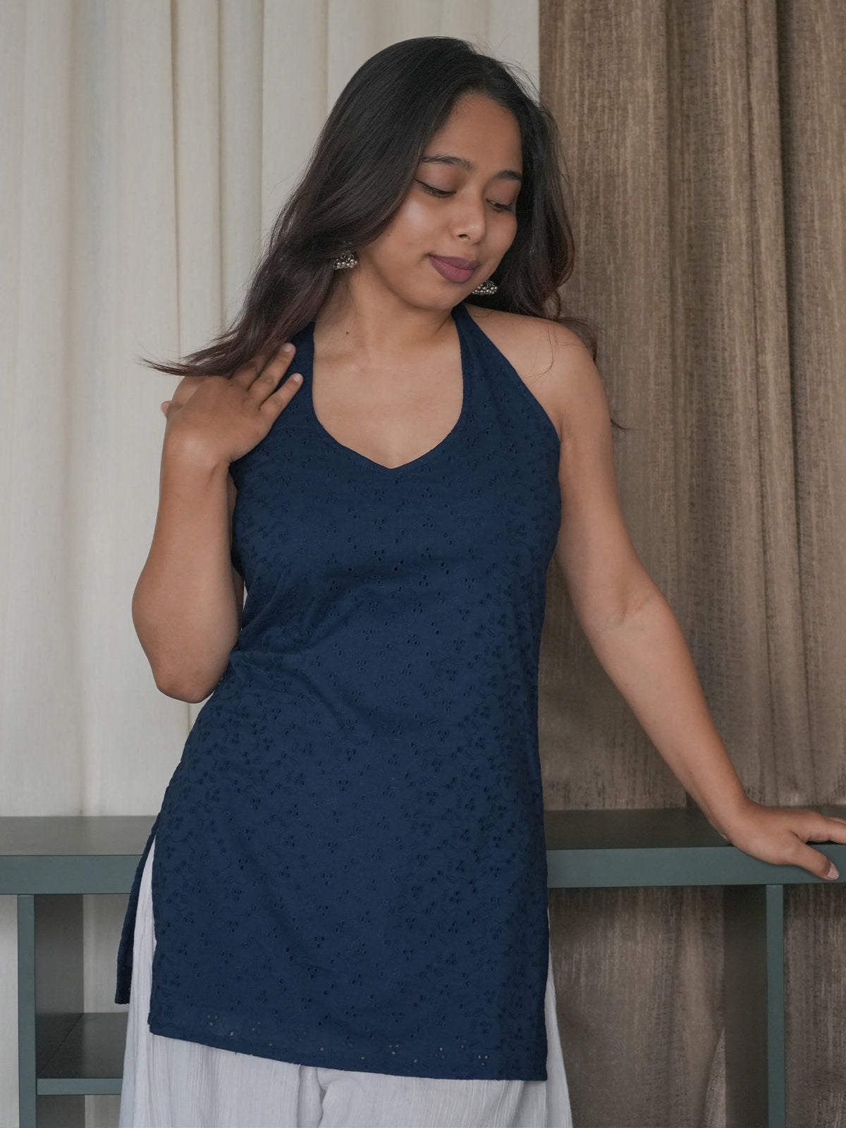 Laila Halter Neck Short Kurti