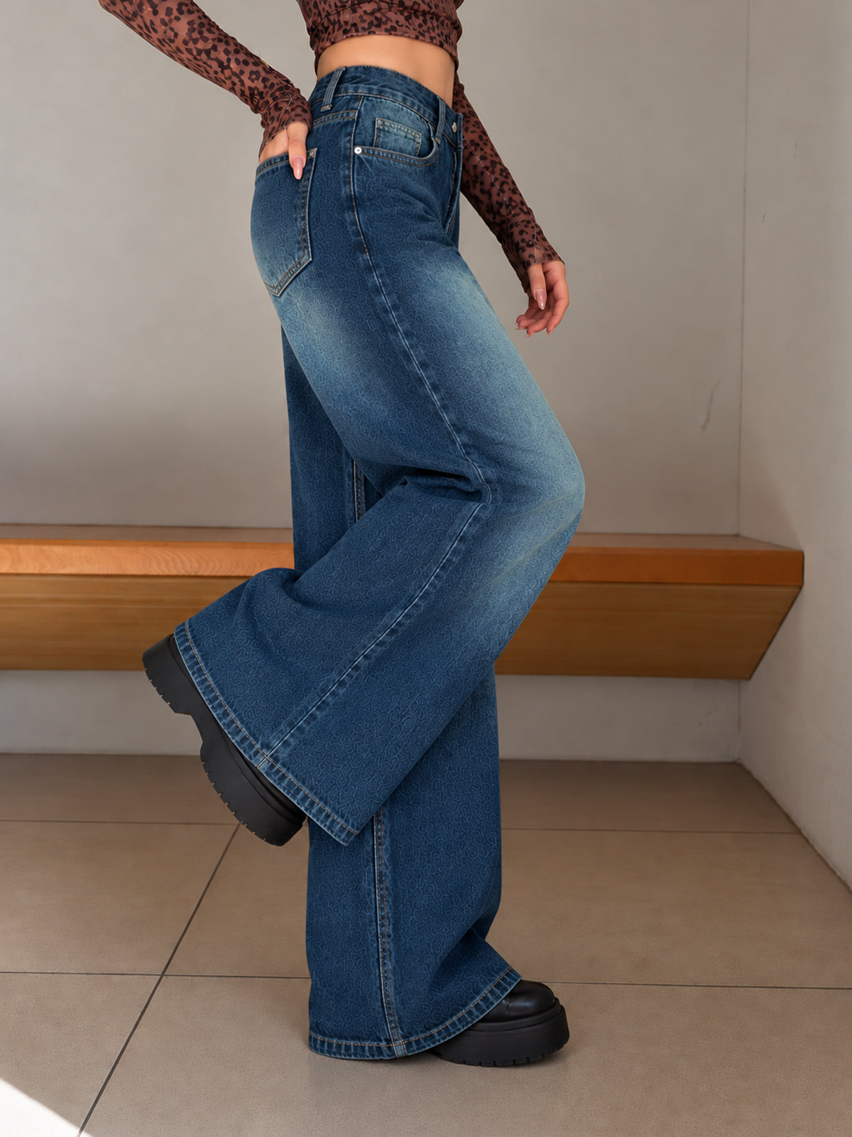 Star Sapphire Washed Wide Leg Jeans