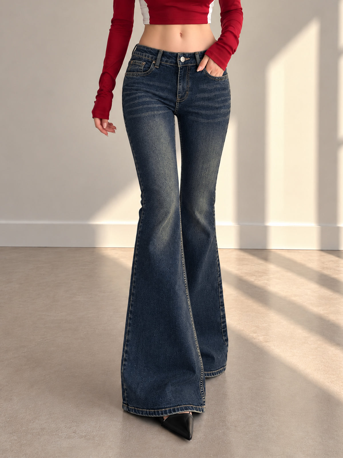 Nile Blue Whisker Bootcut Jeans