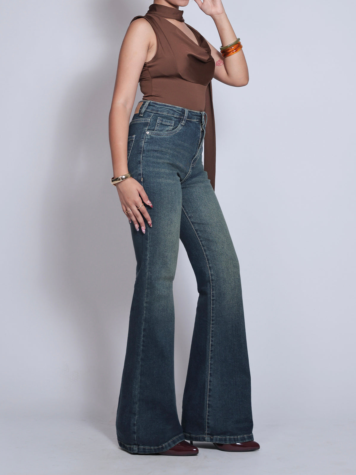 Premium  Deep Sea Blue Washed Bootcut Jeans
