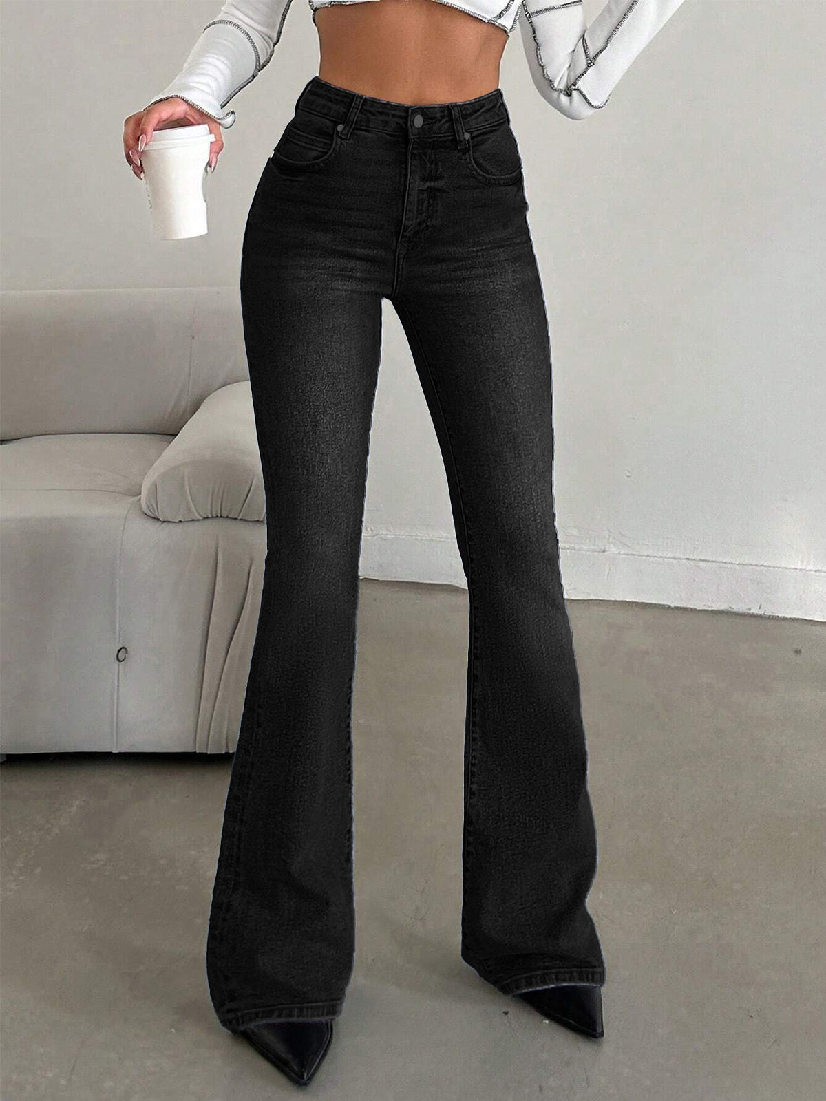 Shadow Black Washed Bootcut Jeans