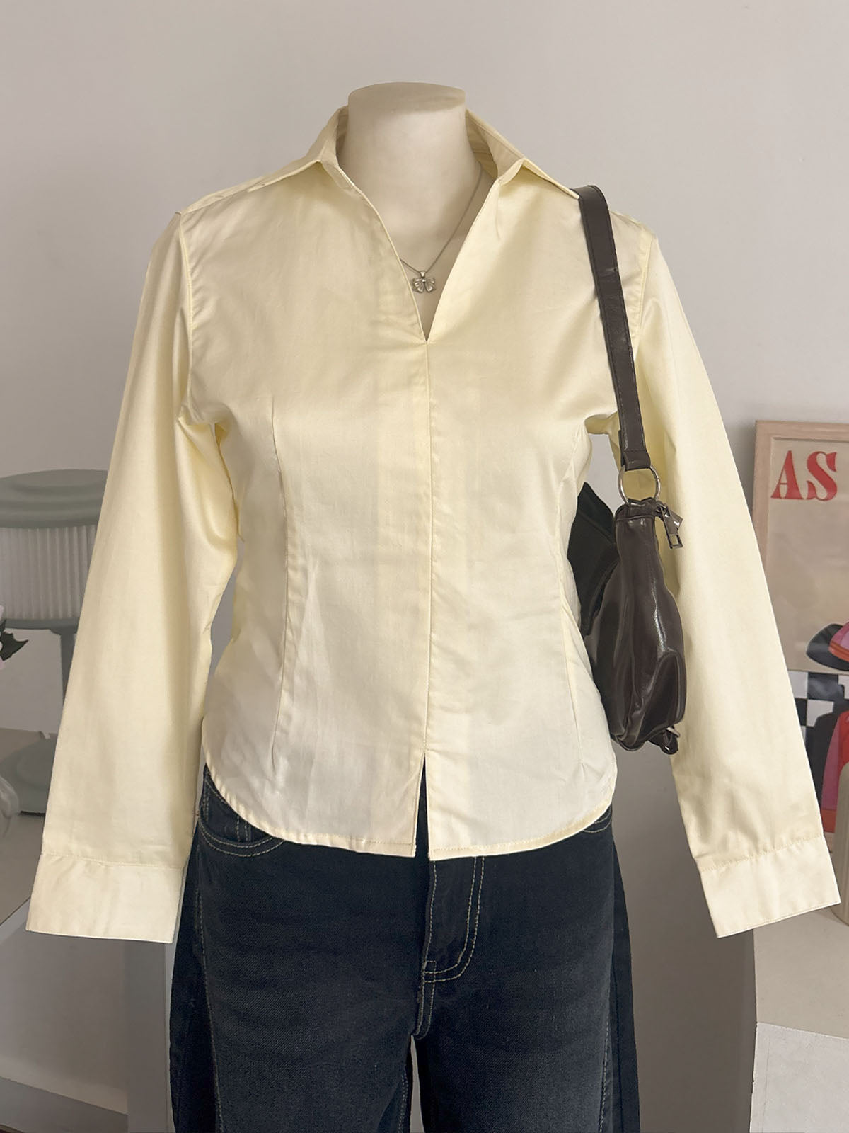 Butter Yellow Corset Fitted Shirt