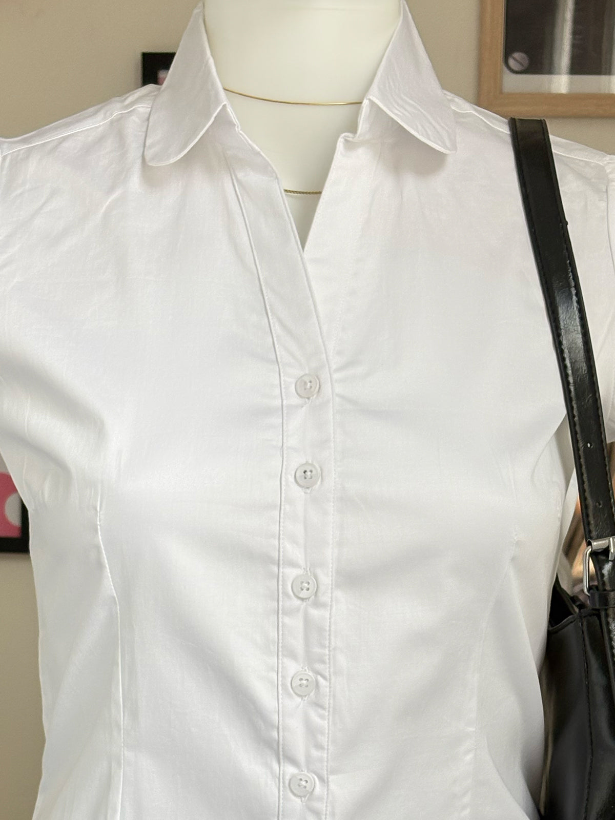 White Short Sleeve Y2K Fitted Shirt