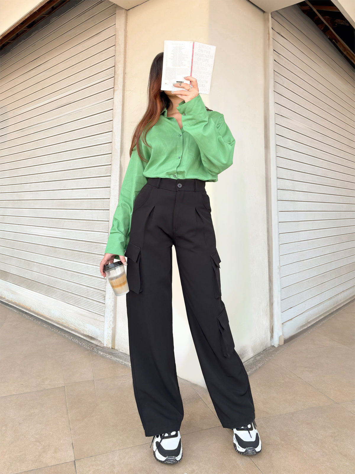 Black Cargo Wide Leg Korean Pants