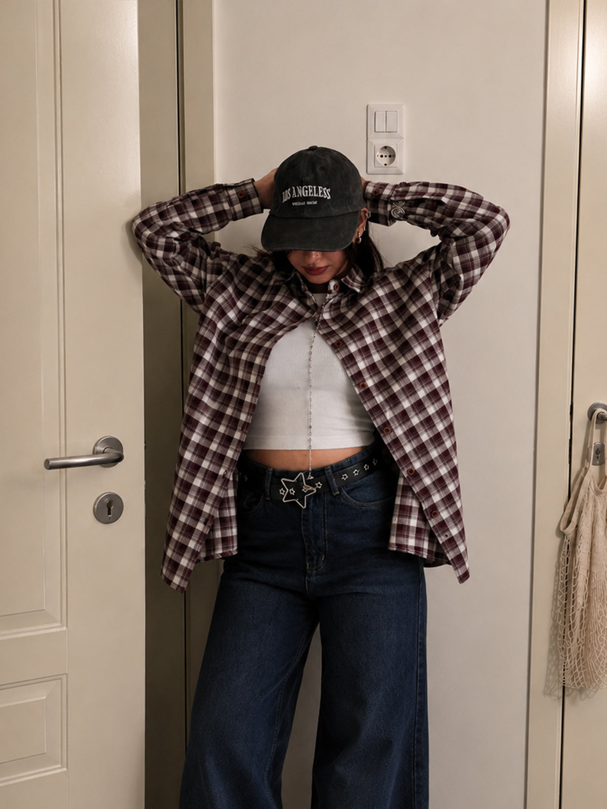 Rich Maroon Plaid Oversized Shirt