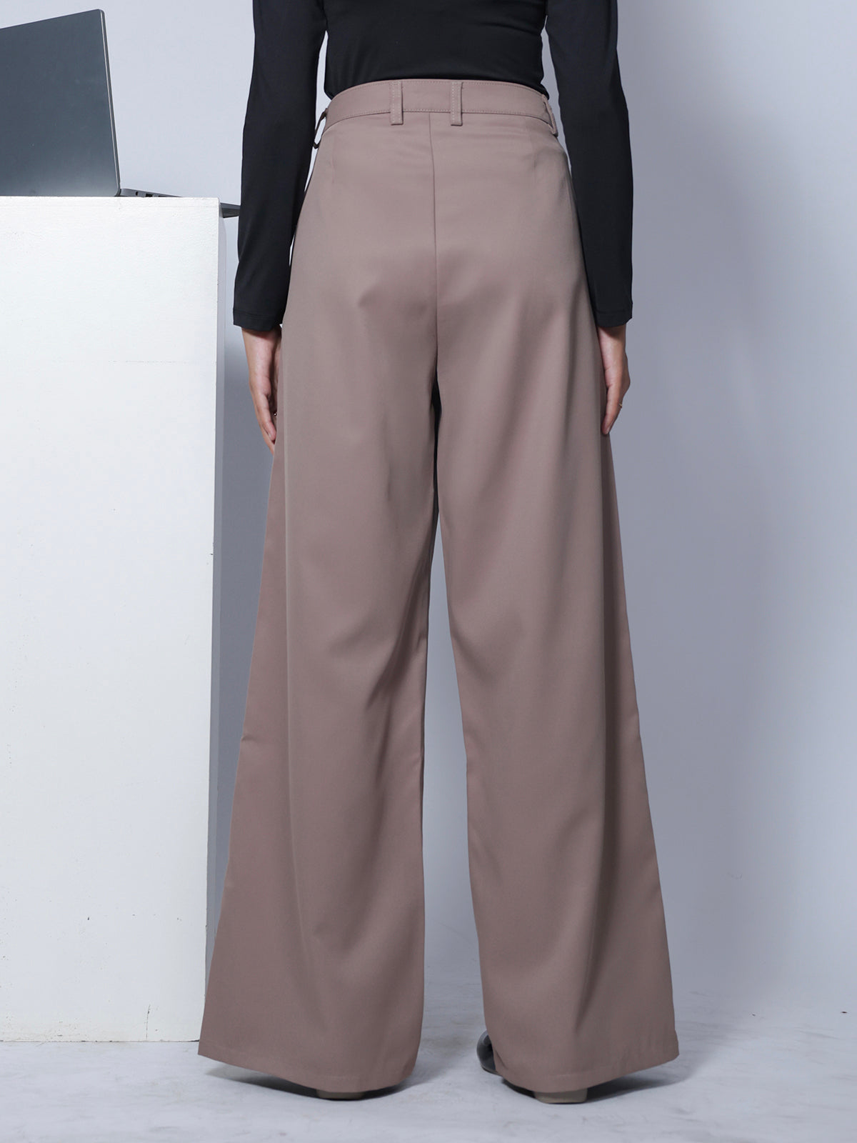 Latte Brown Double Pleated Korean Pant