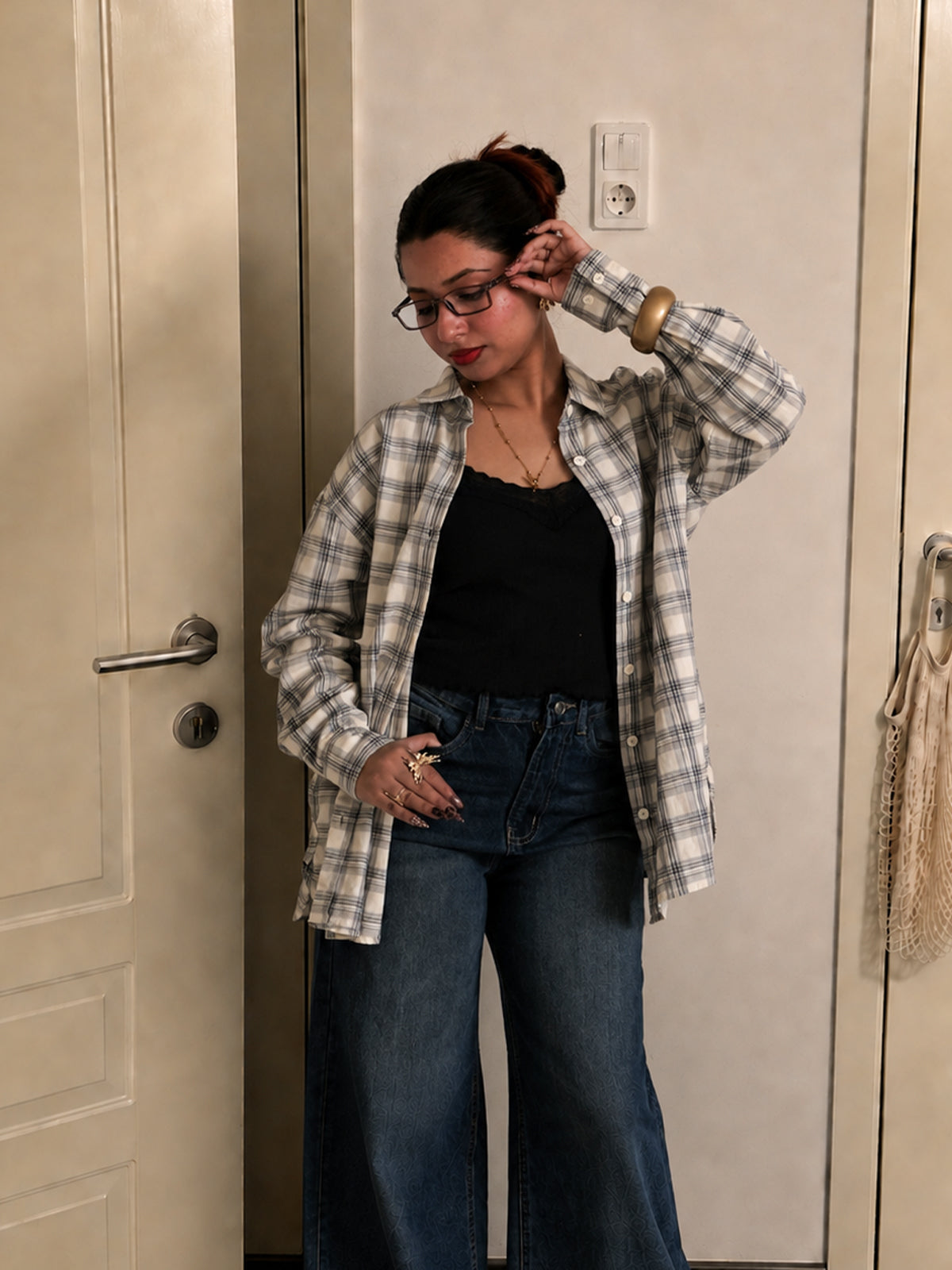 Dove Grey Plaid Oversized Shirt