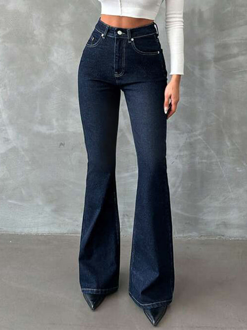 Classic Dark Blue Washed Bootcut Jeans
