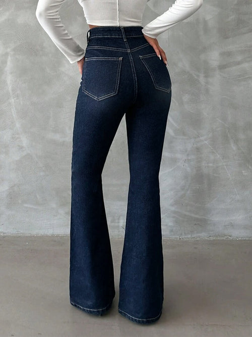 Classic Dark Blue Washed Bootcut Jeans