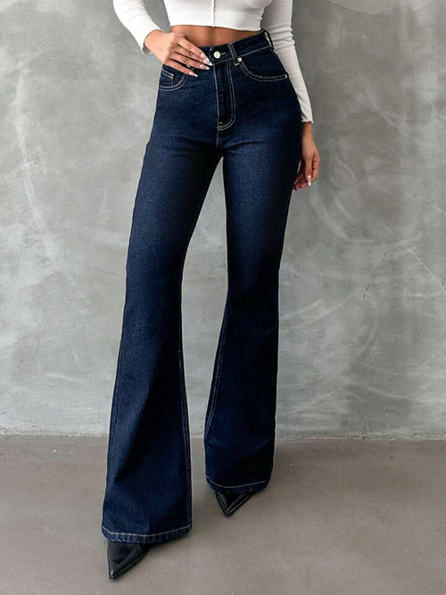 Classic Dark Blue Washed Bootcut Jeans