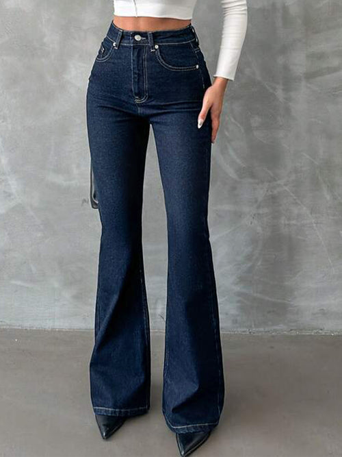 Classic Dark Blue Washed Bootcut Jeans