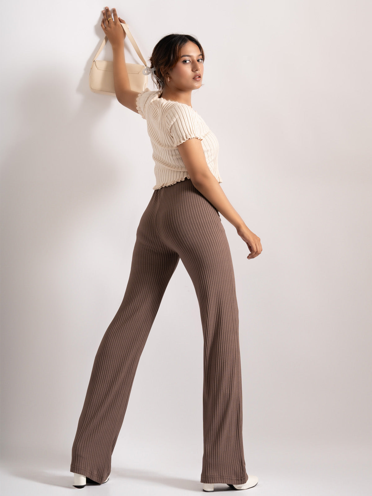 Luxe Coffee Lounge Ribbed Korean Trousers