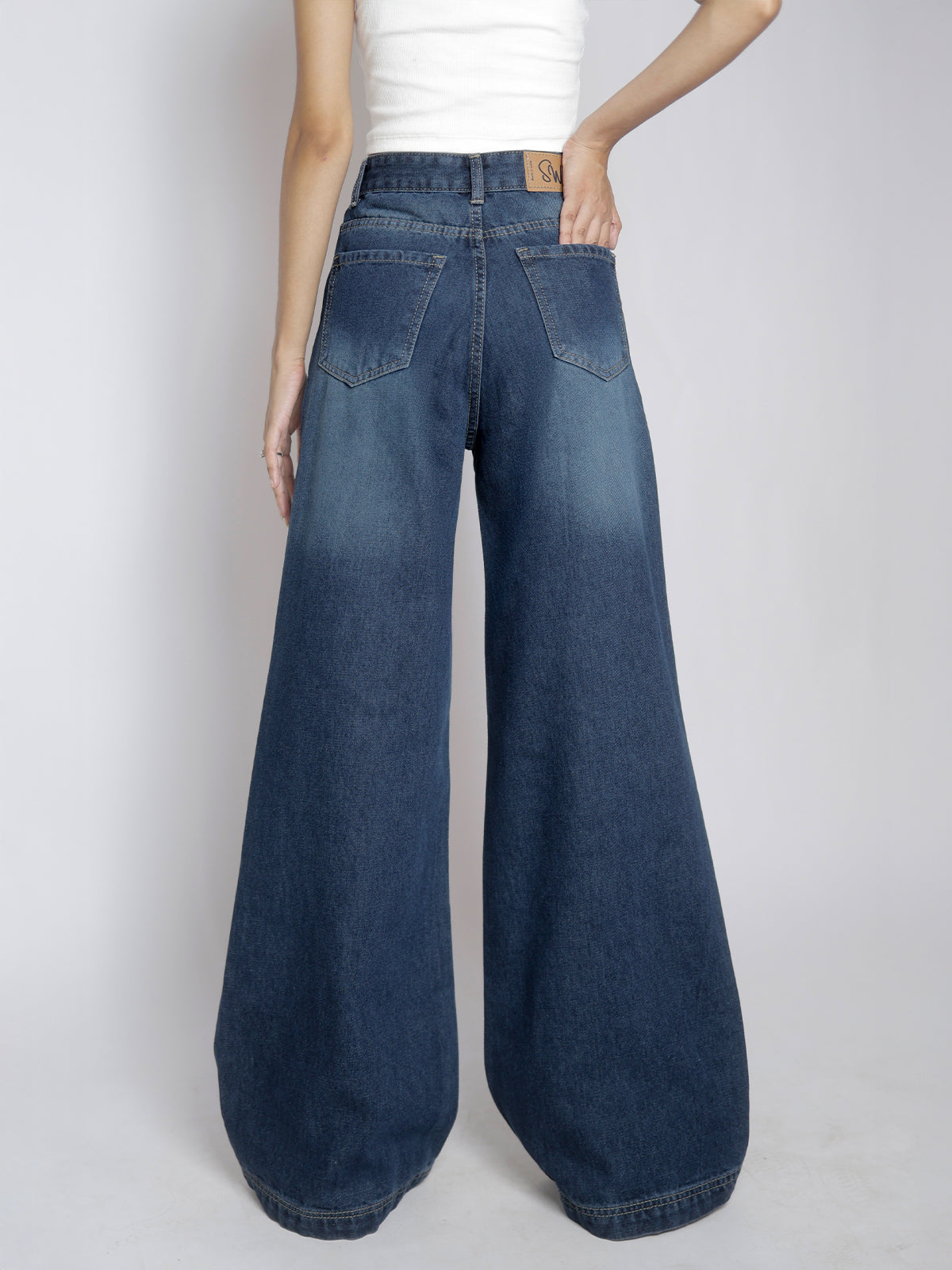 Starry Blue Washed Super Wide Leg Jeans