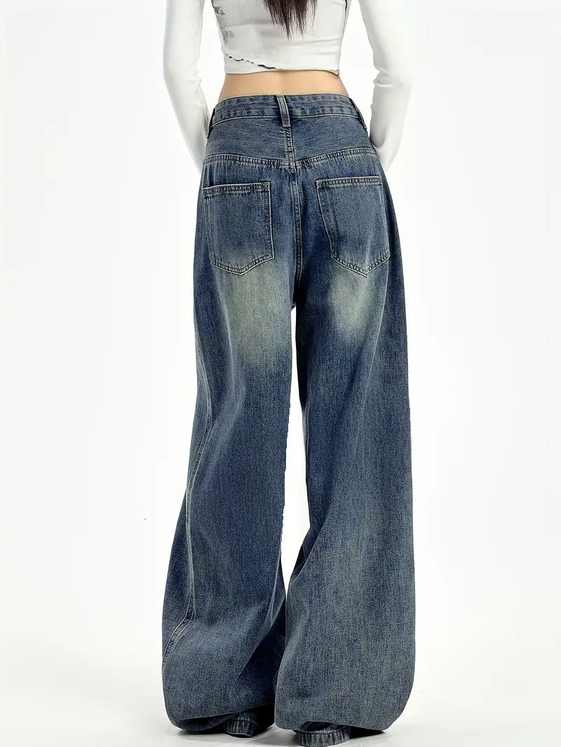 Coastal Blue Washed Ultra Wide Leg Jeans