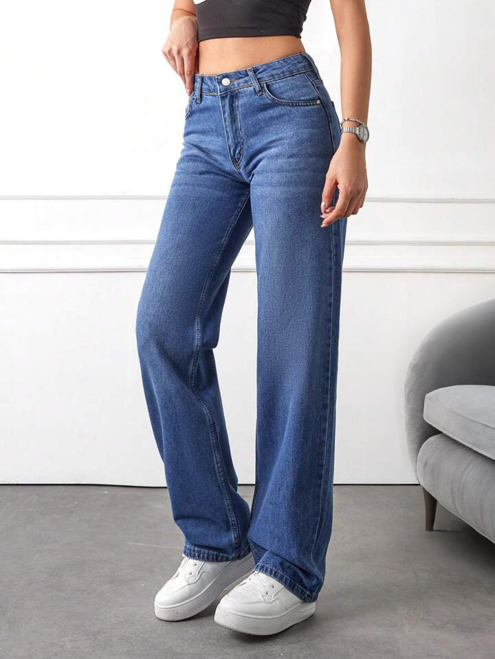 Marine Blue Whisker Stretchable Wide leg jeans