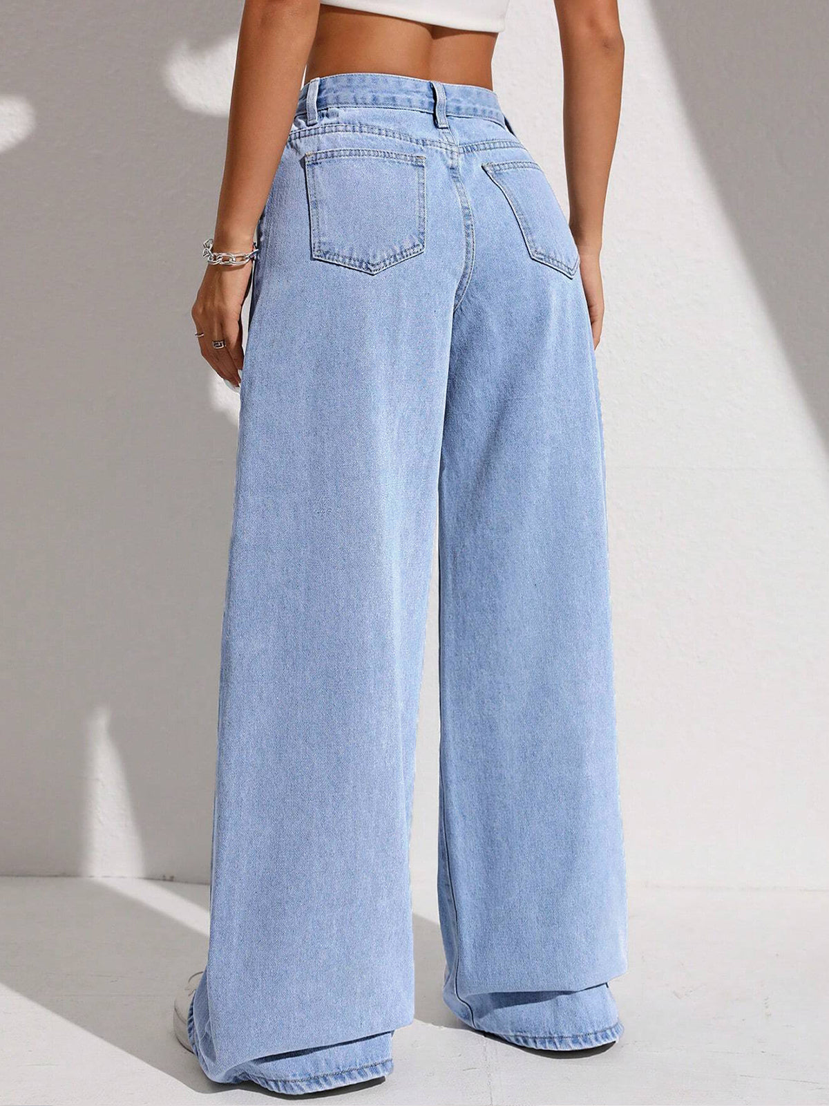 80s Light Blue Washed Super Wide Leg Jeans