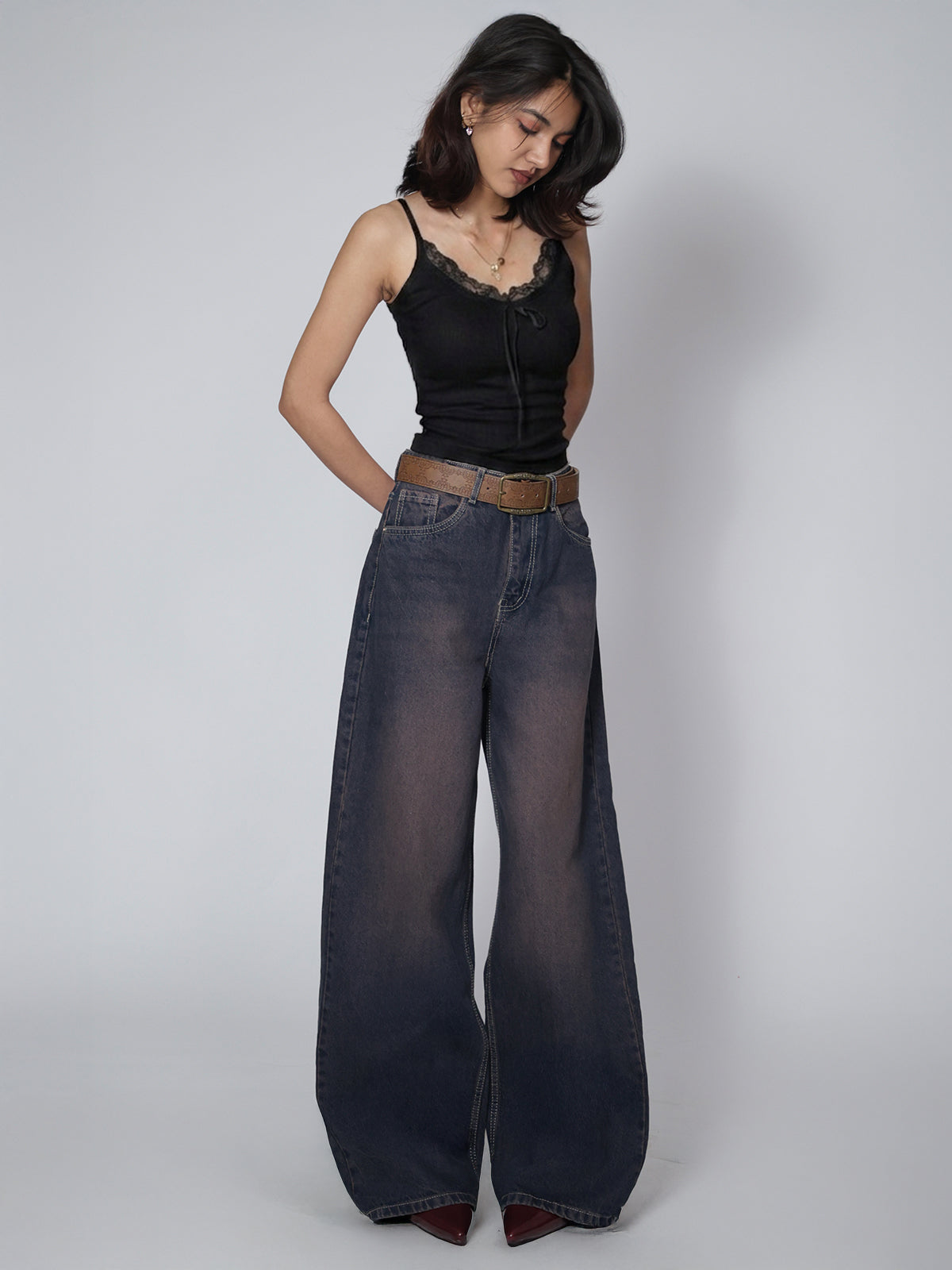Midnight Blue Tinted Wide Leg Jeans