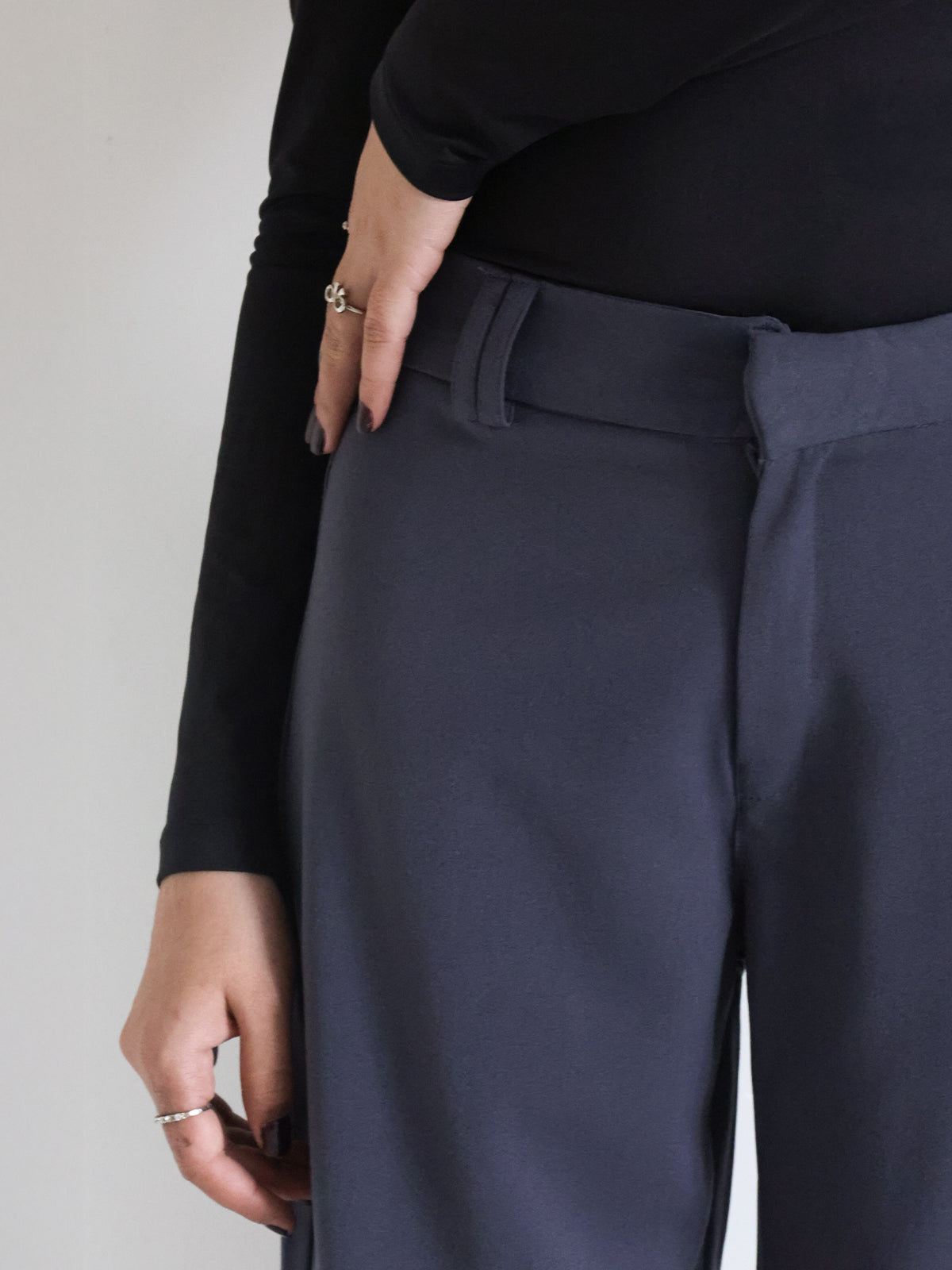 Ash Grey Low Waist Wide Leg Korean Pants