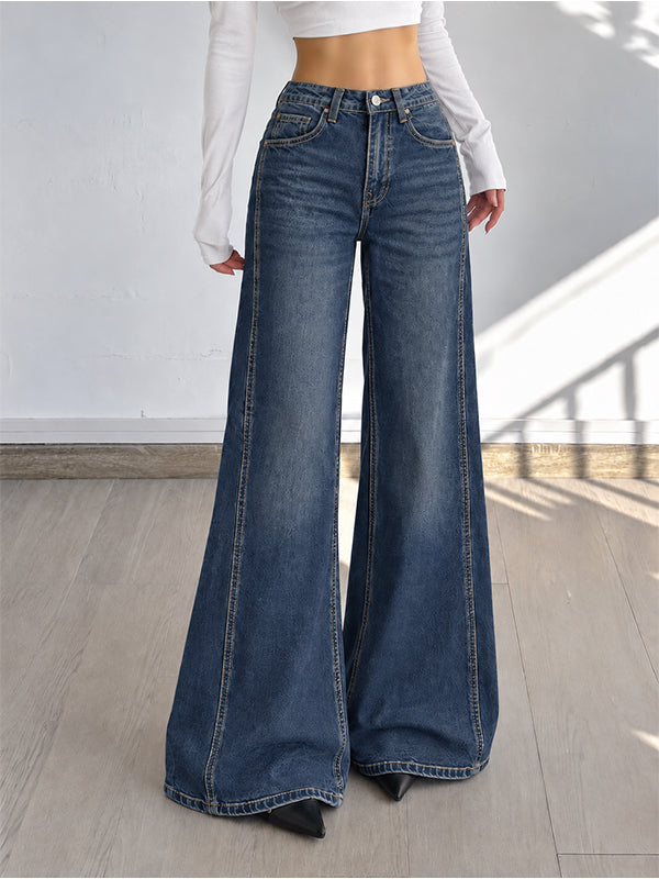 Twilight Blue Side Panelled Ultra Wide Leg Jeans