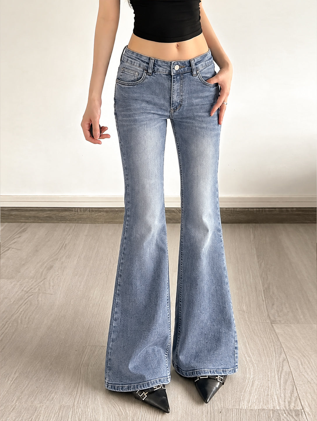 Wave Blue Washed Bootcut Jeans