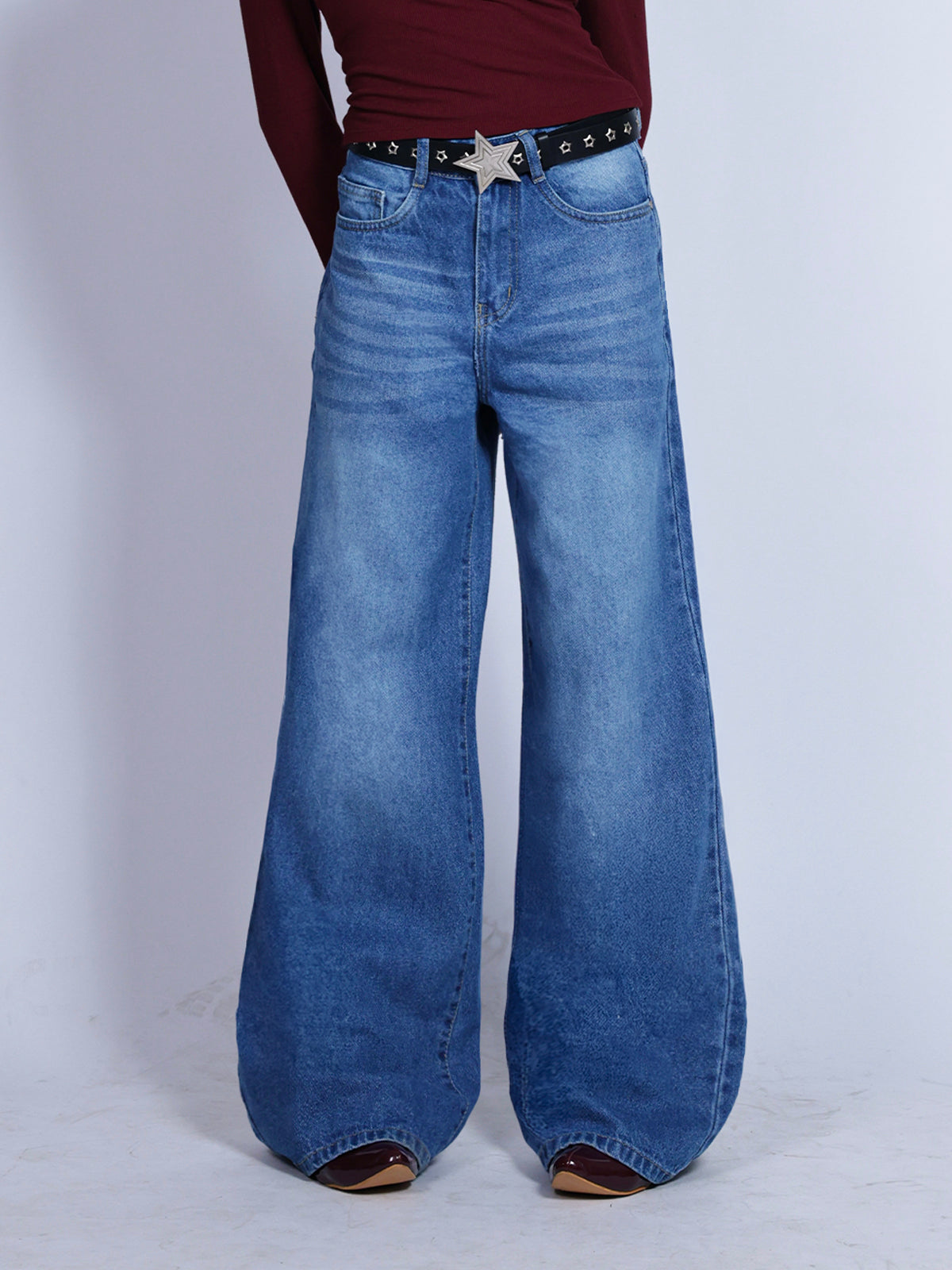 True Blue Washed Super Wide Leg Jeans